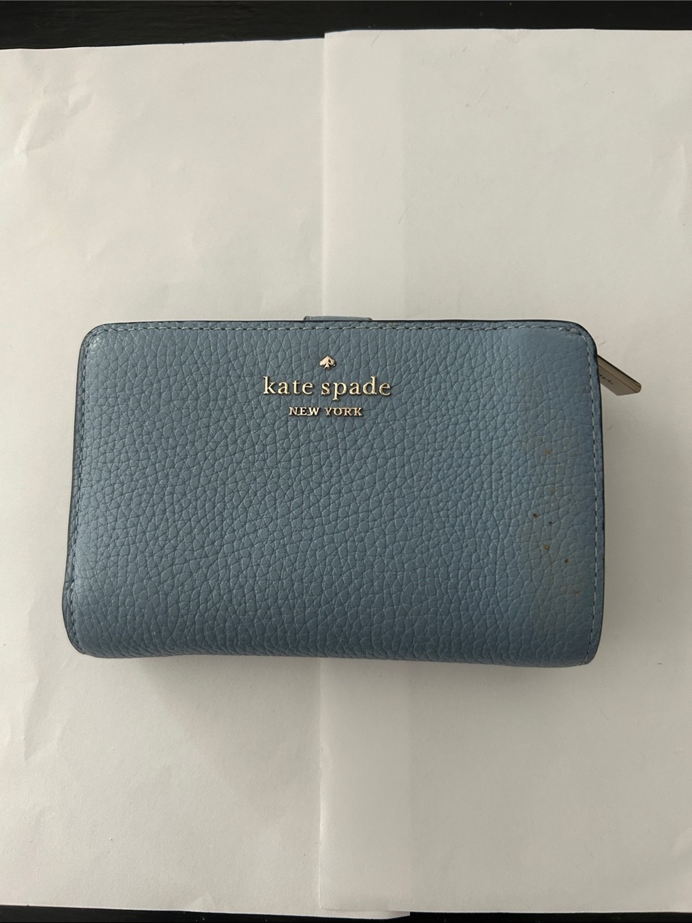 kate spade Blue Pebbled Leather Zip Wallet